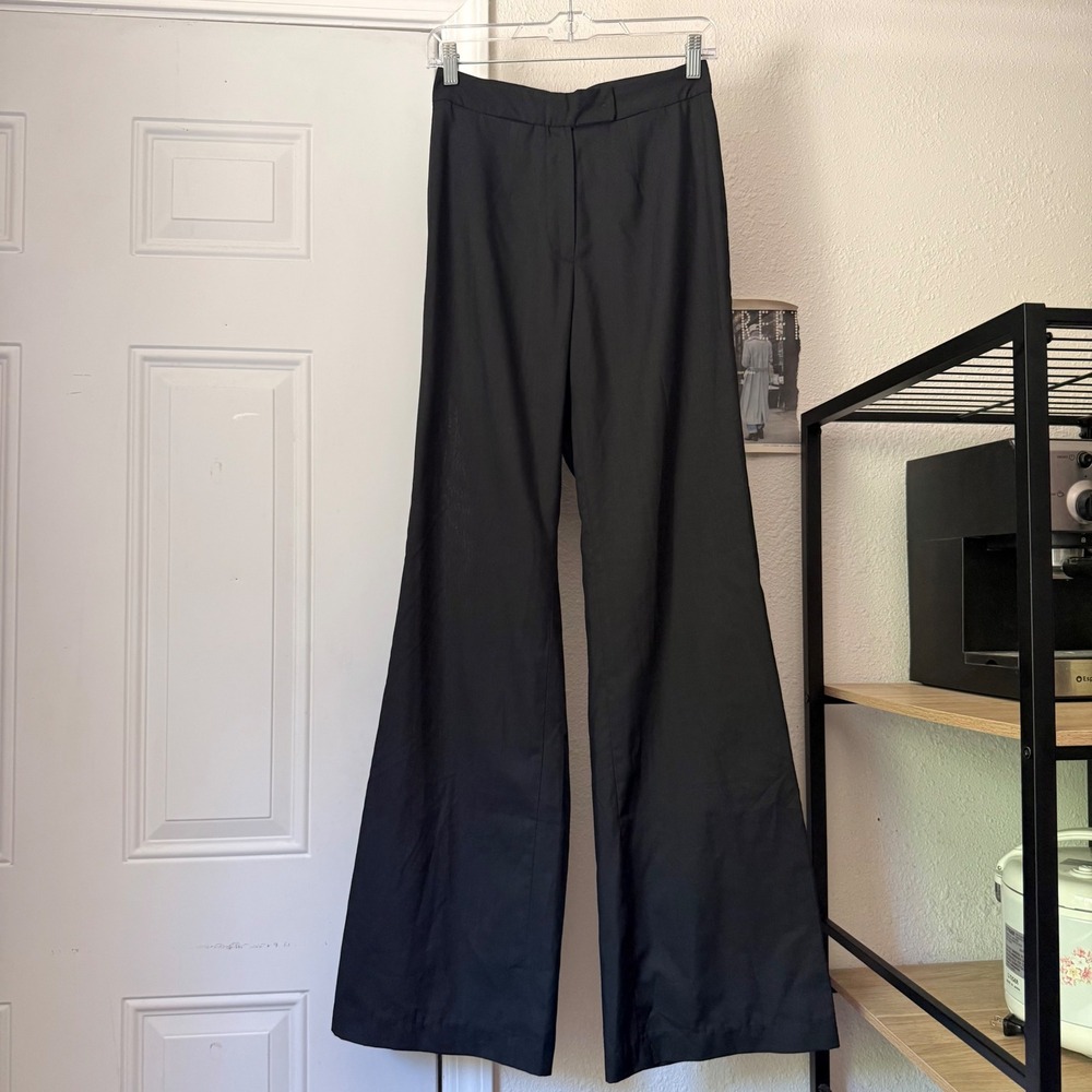 TROIS‎ the label black flare boot cut wide leg pants trousers